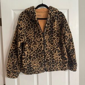 Marc New York Performance Leopard Print Sherpa Zip Up Jacket